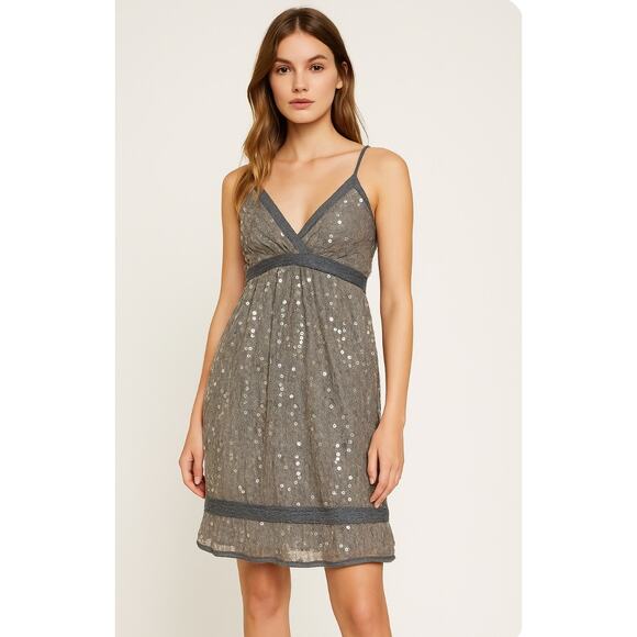 Miilla Clothing Dresses & Skirts - Y2K Miilla Silk Sequin Babydolll Lace Trim Mini Dress M NWT Party Boho Glam